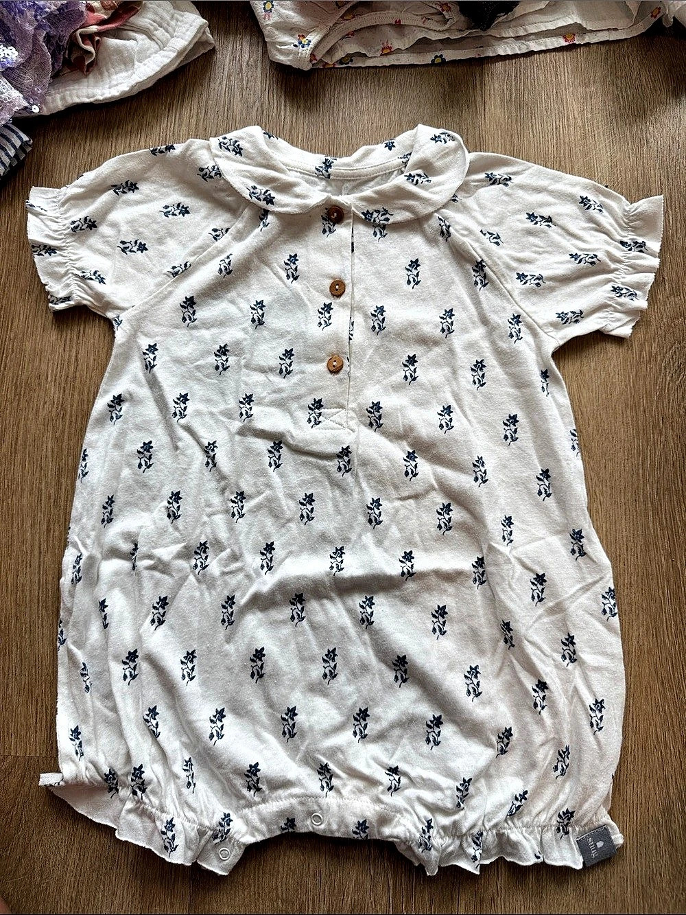 Silly Baby Floral Romper 18M White & Blue